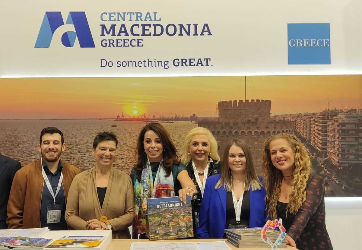 Deputy Regional Governor of Metropolitan Thessaloniki and TTO President Voula Patoulidou at the Central Macedonia stand / Photo source: TTO